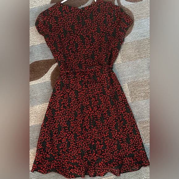 Bardot Short Sleeve Cherry Print Faux-Wrap Mini Dress - Picture 7 of 9